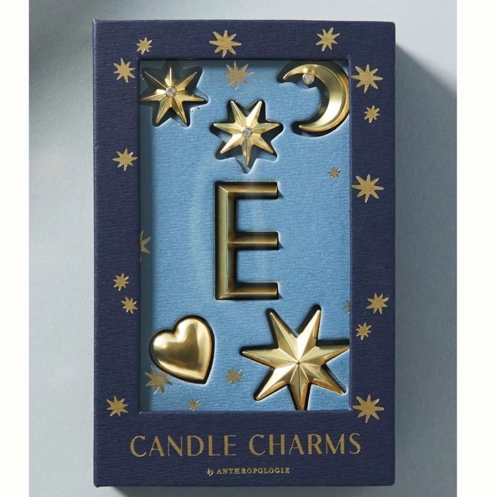 Anthropologie Gold Star and Moon Candle Charms